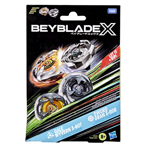 Beyblade X Gale Wyvern 3-60T i Sword Dran 3-80B Zestaw podwójny Hasbro G1543