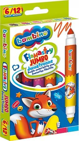 BAMBINO FLAMASTRY DWUSTRONNE JUMBO 6 SZT. 12 KOL.