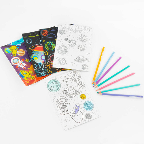 Kidea Zestaw Kreatywny Wydrapywanka Kolorowanka świecąca w ciemności Kosmos