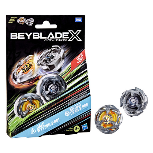 Beyblade X Gale Wyvern 3-60T i Sword Dran 3-80B Zestaw podwójny Hasbro G1543