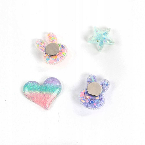 Kidea Magnesy brokatowe Bunny 4 szt. na lodówkę, tablicę magnetyczną