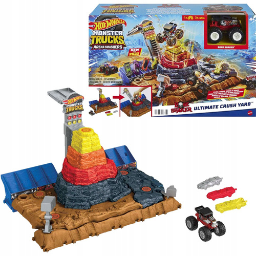Hot Wheels Monster Trucks Zestaw Arena Smashers Bone Shaker + auto HNB96