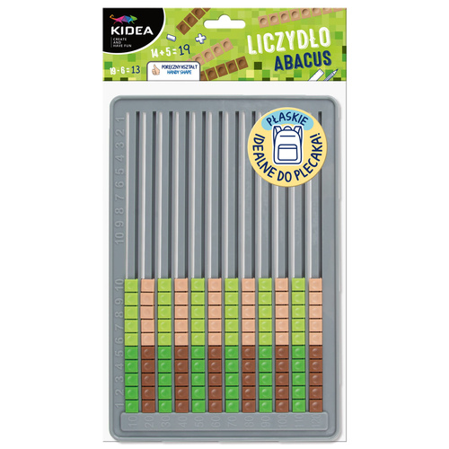 Liczydło Abacus szkolne płaskie plastikowe do plecaka nauka liczenia pixele Kidea