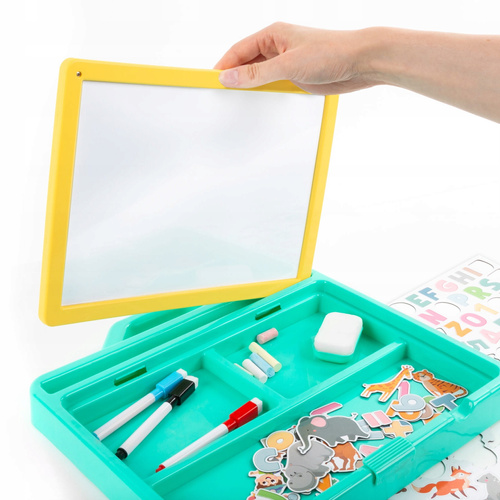 Przenośny Zestaw Tablic 5w1 magnetyczna ścieralna kredowa magnesy Zoo Kidea