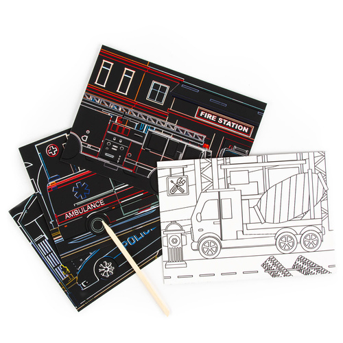 Wydrapywanka z kolorowanką 2w1 zestaw kreatywny Pojazdy Kidea