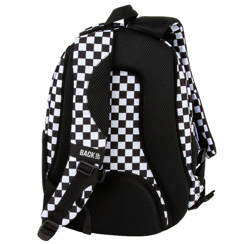 Plecak szkolny BackUP Szachownica F dla dziewczynki fioletowy czarny O94F