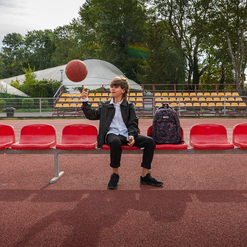 Plecak szkolny BackUP Blaze dla chłopca ogień lawa czarny czerwony O43