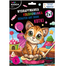 Wydrapywanka z kolorowanką 2w1 zestaw kreatywny Kotki Kidea