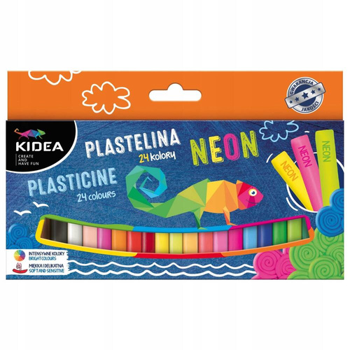 KIDEA PLASTELINA MIX 24 KOLORY NEON 68913