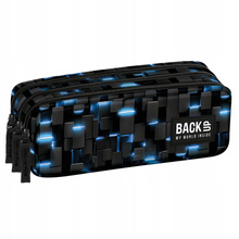 Piórnik saszetka dla chłopca BackUP Bytewave 3 komory neon niebieski czarny