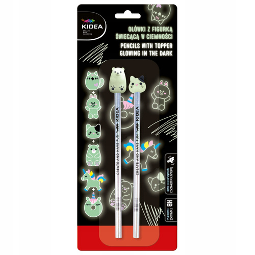 Ołówek Zestaw 2 szt. z Figurką Świecącą w Ciemności Kidea