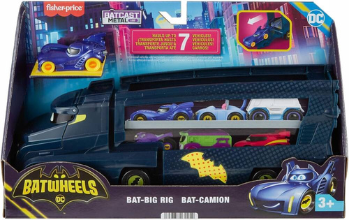 Transporter samochodów Batwheels Bat-Big Rig + auto Fisher Price HMX07