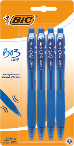 BIC BU3 GRIP DŁUGOPIS NIEBIESKI 4 SZT