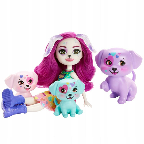 Enchantimal Rodzina Piesków dalamatyńczyków lalka Dessa Dalmatian HKN14