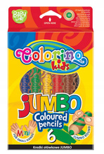Colorino Kredki ołówkowe Jumbo 6 kolorów naturalne drewno temperówka