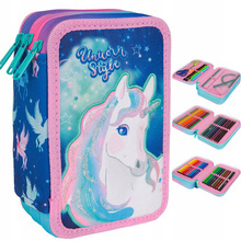 Colorino Jumper 3 Piórnik potrójny z wyposażeniem Jednorożec F067659