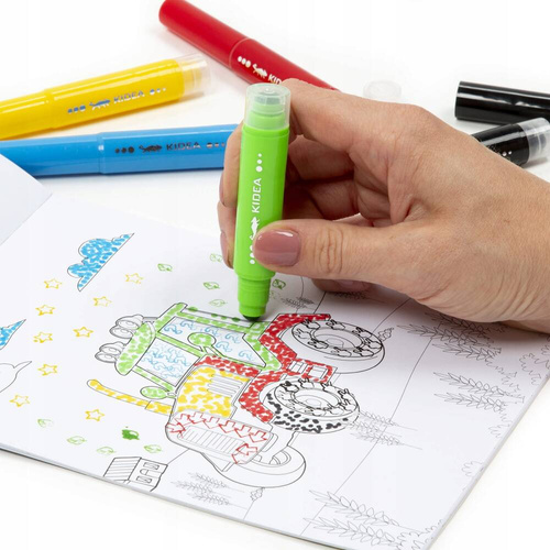 KIDEA Kropkowanka kolorowanka malowanie kropkami flamastry stempelki Pojazd