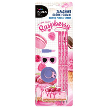 Zestaw Zapachowy 3 ołówki HB i 3 gumki malinowy sernik Kidea