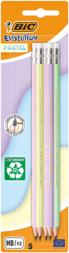 BIC Evolution Ołówek z gumką HB Pastel blister 5 szt.