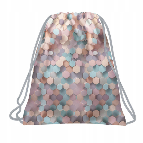 Worek na buty WF szkolny dla dziewczynki BackUP Geometric Beige pastelowy