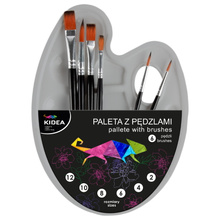 Paleta do farb + 6 pędzli różne rozmiary zestaw malarski 7 elementów Kidea