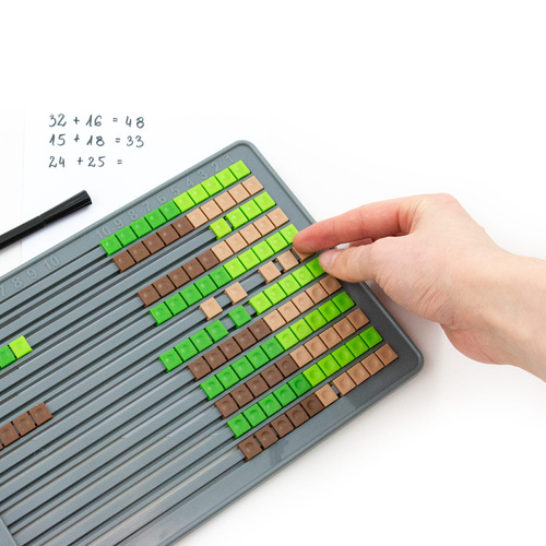 Liczydło Abacus szkolne płaskie plastikowe do plecaka nauka liczenia pixele Kidea