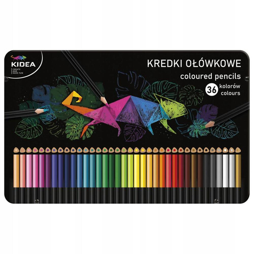 KIDEA KREDKI OŁÓWK.TRÓJK. METAL. PUDEŁKO 36 KOL