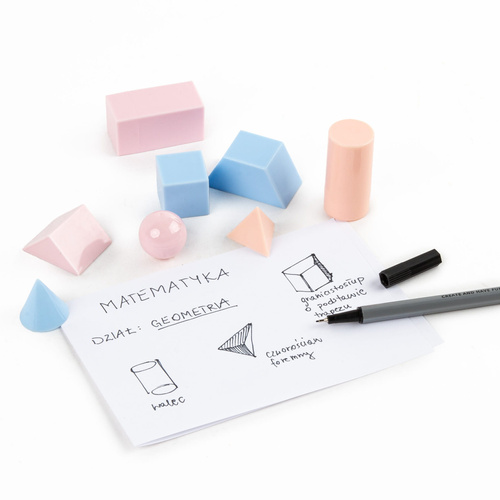 Modele 3D figur geometrycznych 8 figur pastelowe Kidea