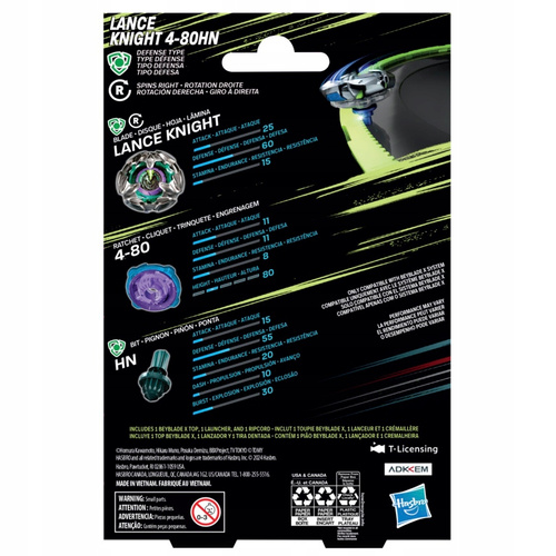 Beyblade X Lance Knight 4-80HN UX Starter Pack Top i Launcher Hasbro G0184