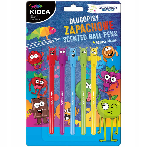 KIDEA DŁUGOPISY ZAPACHOWE Z FIGURKĄ 5 KOL 90112