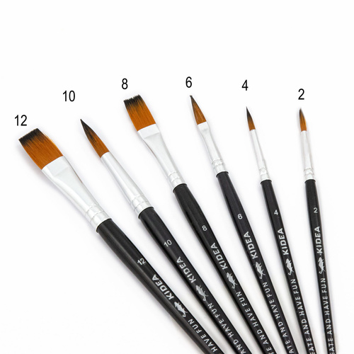 Paleta do farb + 6 pędzli różne rozmiary zestaw malarski 7 elementów Kidea