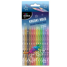 Kredki ołówkowe HOLO 12 kolorów złota i srebrna holograficzny design Kidea