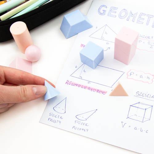 Modele 3D figur geometrycznych 8 figur pastelowe Kidea