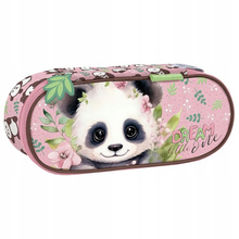Piórnik saszetka jednokomorowy usztywniany dla dziewczynki Panda różowy
