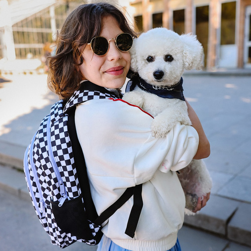 Plecak szkolny BackUP Szachownica F dla dziewczynki fioletowy czarny O94F