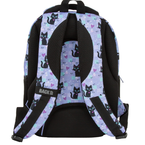 Plecak szkolny BackUP Magic Cats dla dziewczynki kot kotek fioletowy P16