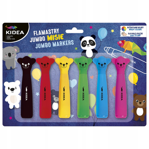 FLAMASTRY JUMBO Z FIGURKĄ MISIE 6 KOL. KIDEA 98118