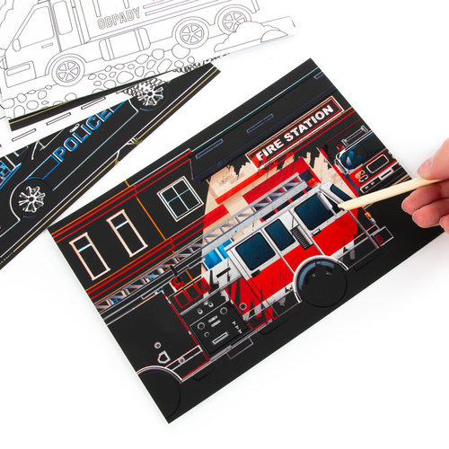 Wydrapywanka z kolorowanką 2w1 zestaw kreatywny Pojazdy Kidea