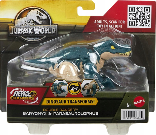 Jurassic World Fierce Changers Dinozaur 2w1 Baryonyx Parasoralophous HLP09