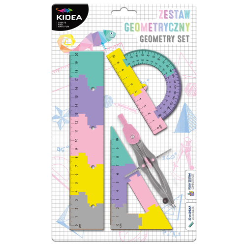 Zestaw geometryczny A puzzle 20 cm 4 elementy pixele pastelowe Kidea
