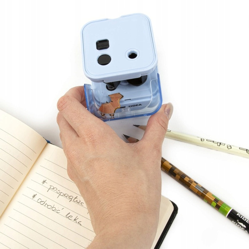 Temperówka elektryczna podwójna z pojemnikiem niebieska Kidea