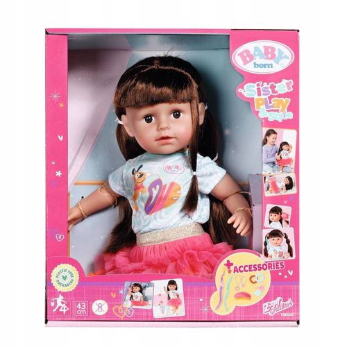 Zapf BABY BORN Sister Style & Play Lalka Siostrzyczka brunetka 43cm