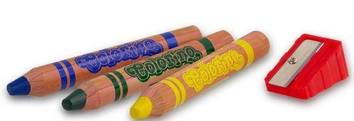 Colorino Kredki ołówkowe Jumbo 6 kolorów naturalne drewno temperówka