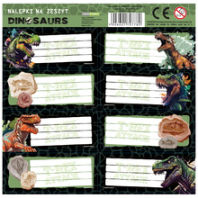 Naklejki nalepki na zeszyt Dinozaur arkusz z 8 nalepkami Derform