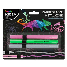 Markery metaliczne zakreślacze flamastry 3 kolory Kidea