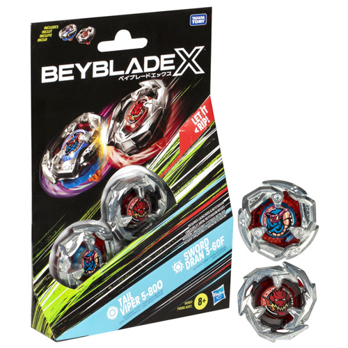 Beyblade X Tail Viper 5-80O i Sword Dran 3-60F Zestaw podwójny Hasbro G0197