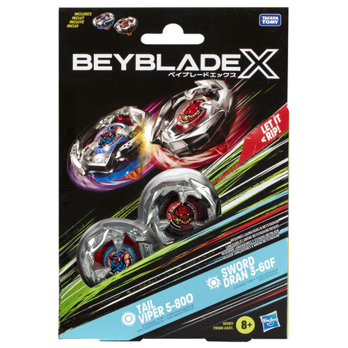 Beyblade X Tail Viper 5-80O i Sword Dran 3-60F Zestaw podwójny Hasbro G0197
