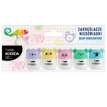 Zakreślacze flamastry 5 kolorów słodkie niedźwiadki urocze markery Kidea