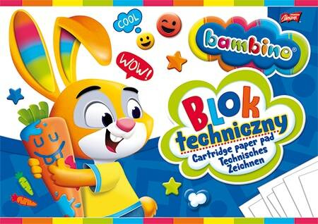 BAMBINO BLOK TECHNICZNY BIAŁY A4 10K