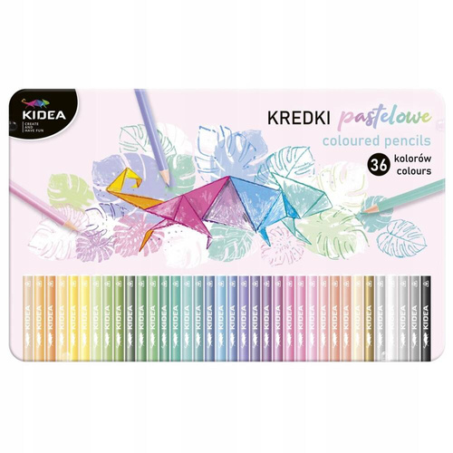 KIDEA KREDKI PASTELOWE TRÓJK. 36 KOL METAL PUDEŁKO